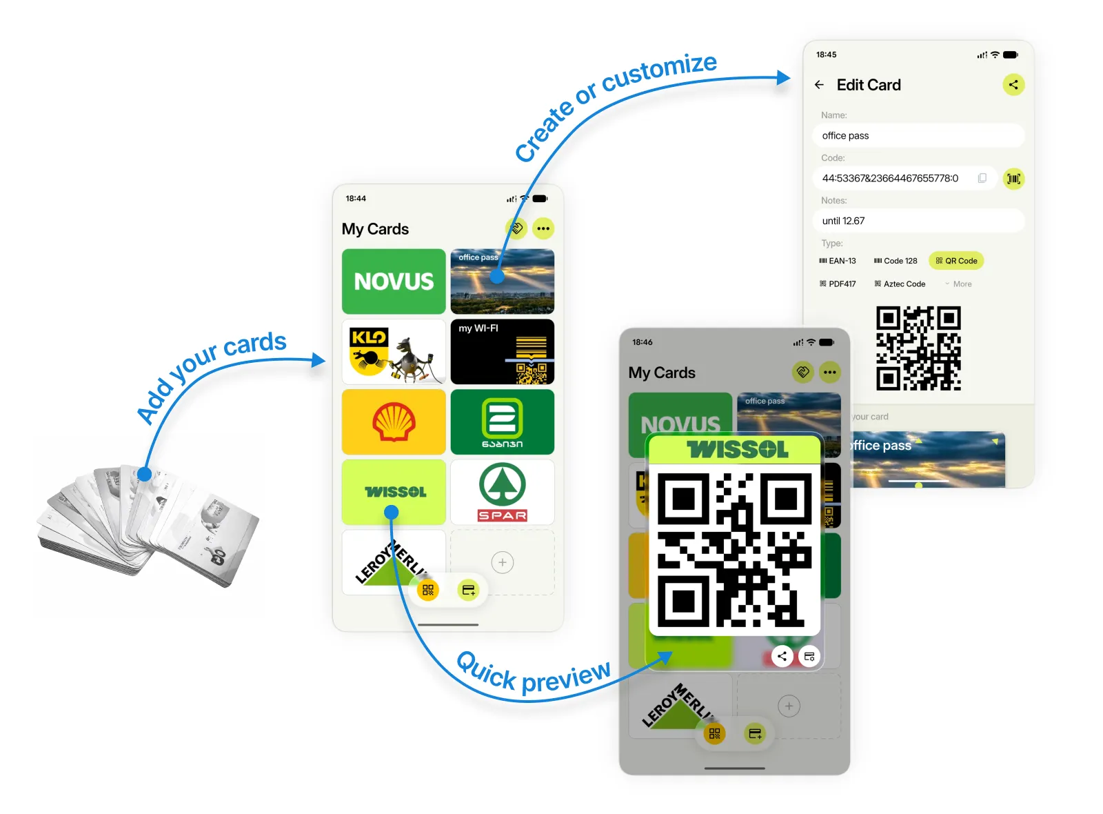 CardFly app showing organized loyalty and discount cards